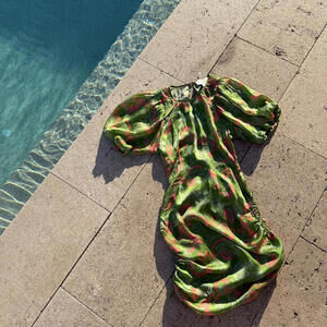 Cleobella Kamila Women's Green and Pink Vacation Dress XS